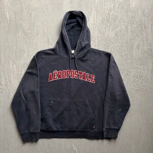 Vintage Aeropostale Pullover Hoodie Mens XL Navy Blue 2000s Y2K
